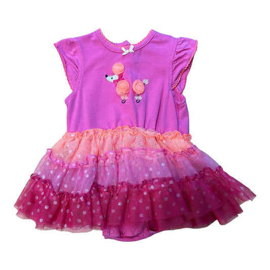 Girls Little Me Size 6 Months Pink Tulle Snap Bottom Dress