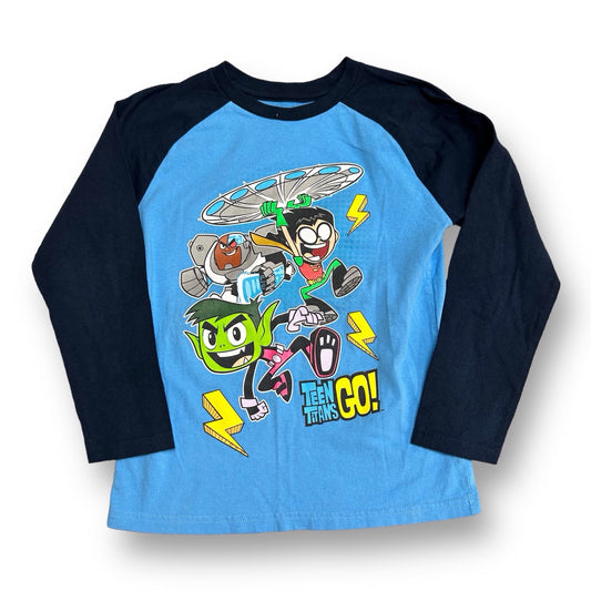 Boys Teen Titans GO! Size 7/8 Blue Character Long Sleeve Shirt