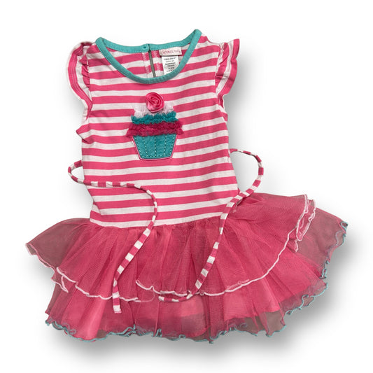 Girls Size 4T Birthday Cupcake Flutter Sleeve Pink Tutu Dress