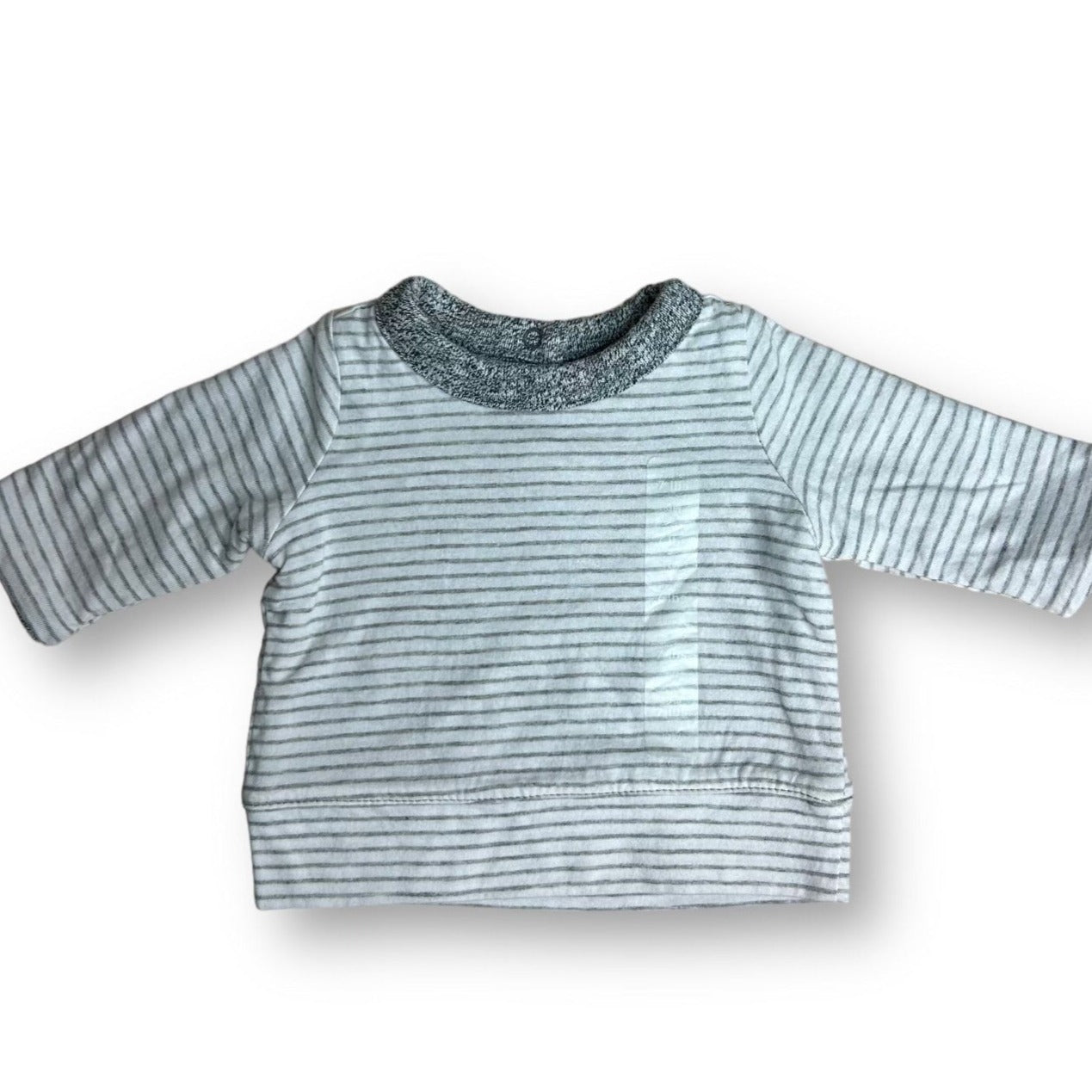 NEW! Boys Gap Size Newborn Gray & White Striped Shirt