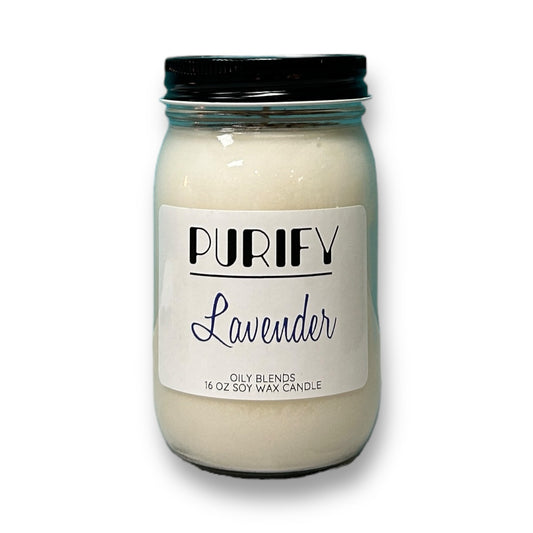 Lavender Purify Natural Soy Wax Candle with Herbs & Pink Salt