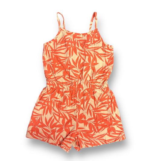 Girls Old Navy Size 10/12 Orange Tropical Print Spaghetti Strap One-Piece