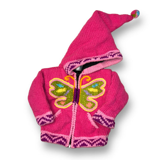 Girls Size 12 Months Pink Butterfly Wool Hooded Coat