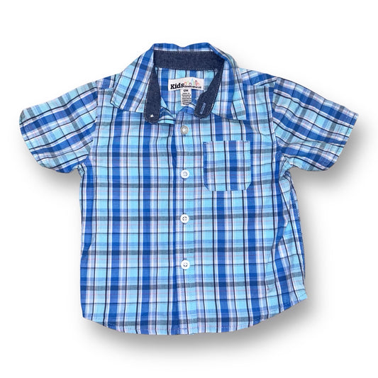 Boys Kids Headquarters Size 12 Months Blue Plaid Short Sleeve Button Down Shirt