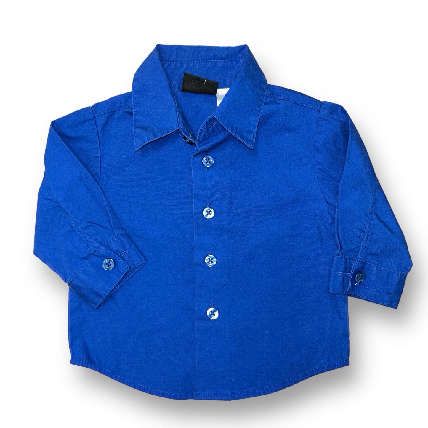 Baby Boy Size 3-6 Months Long Sleeve Blue Button Up Dress Shirt