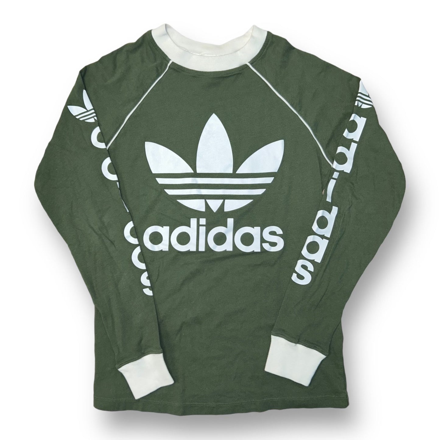 Junior Girls Adidas Size XS Green Long Sleeve Logo Shirt