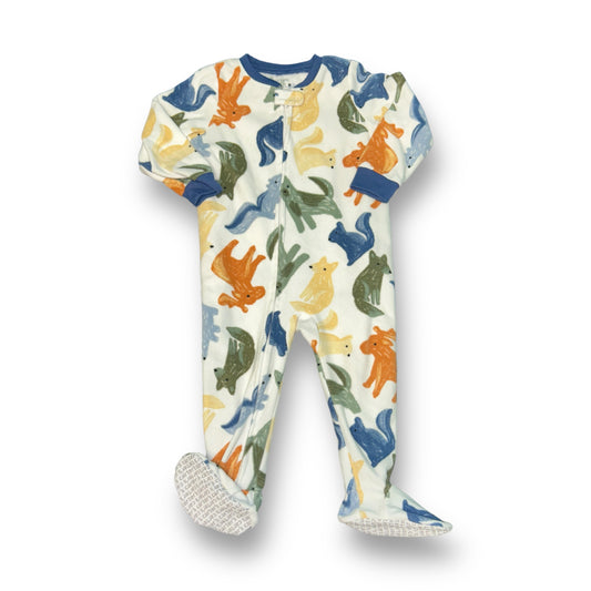 Boys Carter's Size 24 Months White Animal Print Fleece Footie Pajamas