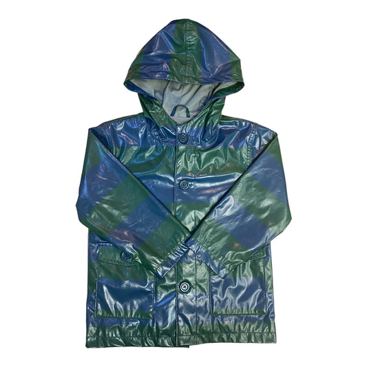 Boys OshKosh Size 4T Navy & Green Striped Rain Jacket