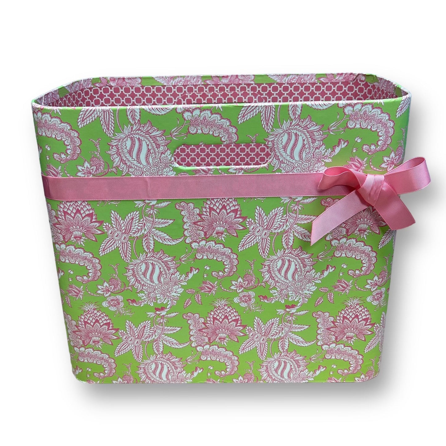 Chelsea Home Pink & Green Decorative Storage Basket