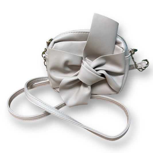 Girls Faux Leather Knotted Bow Light Beige Shoulder Purse