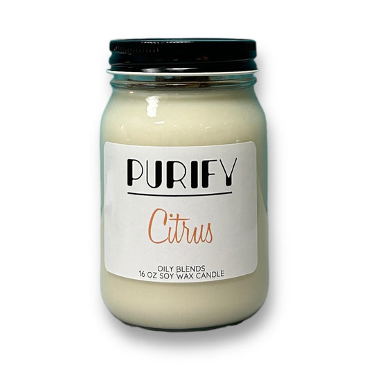 Citrus Purify Natural Soy Wax Candle with Herbs & Pink Salt