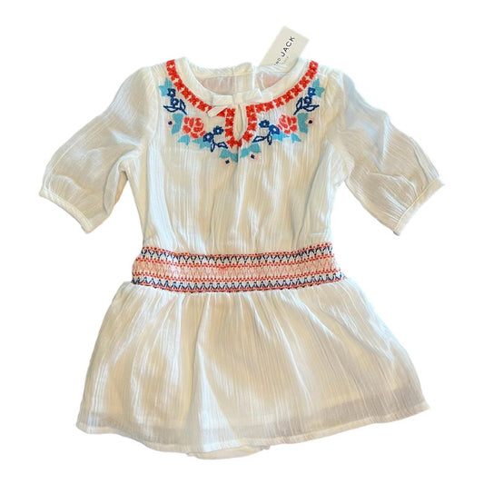 NEW! Girls Janie and Jack Size 3-6 Months White Embroidered & Smocked Dress