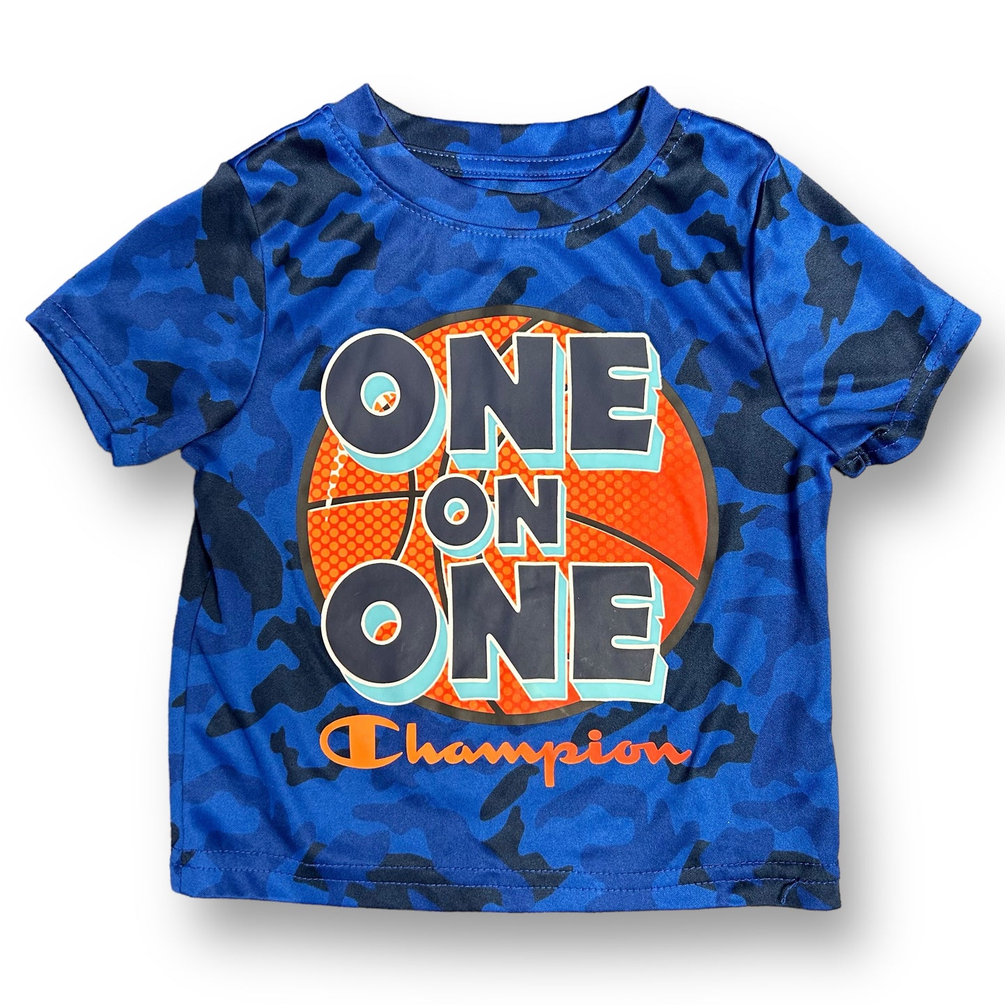Champion Boys Size 18 Shirt Months Blue Camo Short Sleeve Basketball Tee