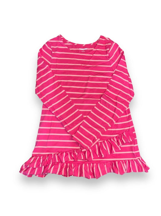 Girls Lands End Size 14 Pink Striped Long-Sleeve Shirt