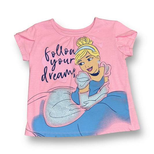 Girls Disney Princess Size 5 Pink Cinderella Short Sleeve Shirt