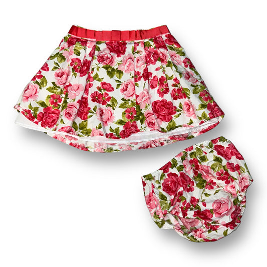 Girls Size 12 Months Pink & White Roses 2-Pc Skirt