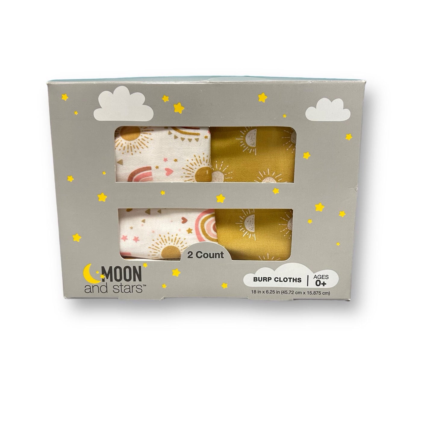 NEW! Moon and Stars 2-Count Burp Cloths