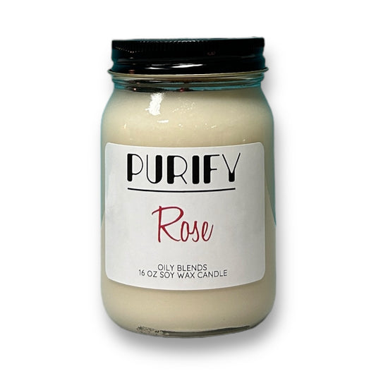 Rose Purify Natural Soy Wax Candle with Herbs & Pink Salt