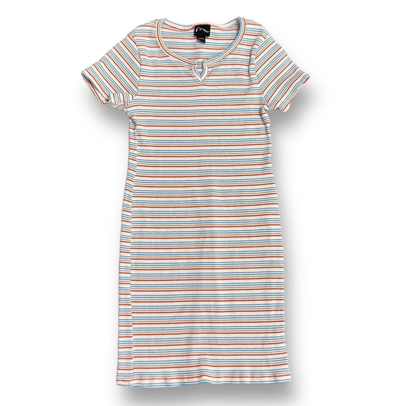 Striped dress with short sleeves on a white background