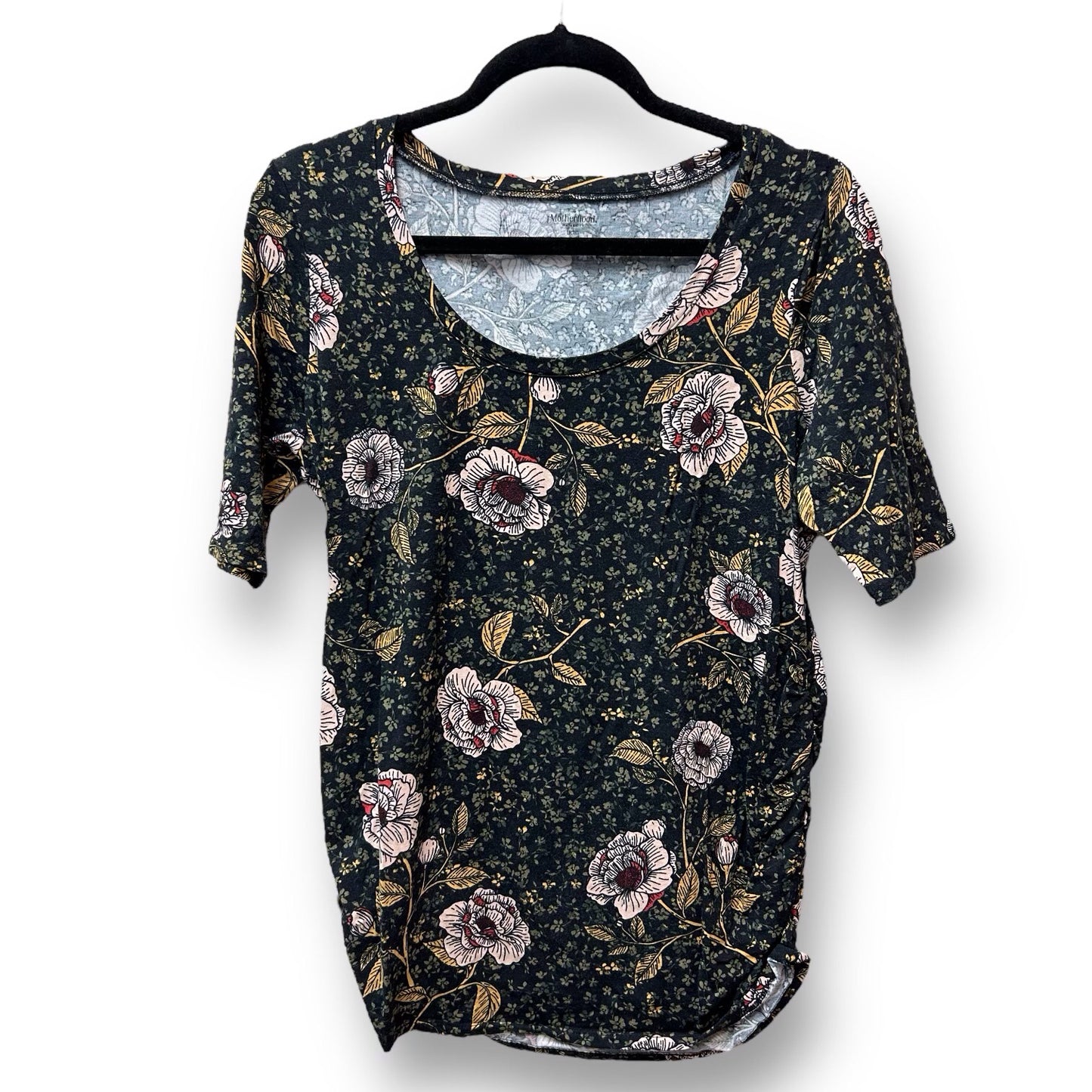 Motherhood Size L Black Floral Print Maternity Top