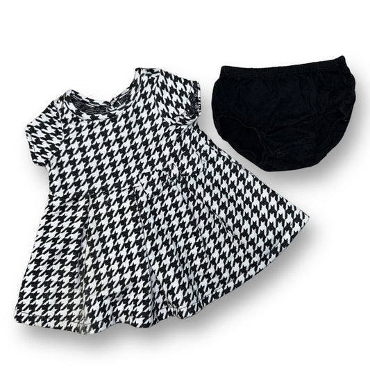 Girls Children's Place Size 0-3 Months B&W Houndstooth 2-Pc Dress & Bloomers