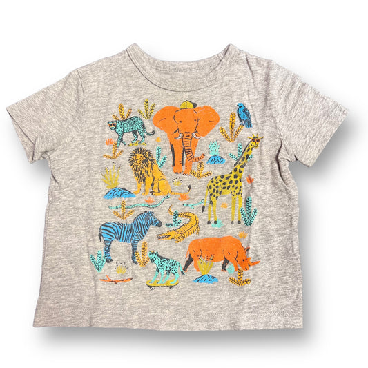 Boys Gap Size 18-24 Months Gray Safari Animals Print Shirt