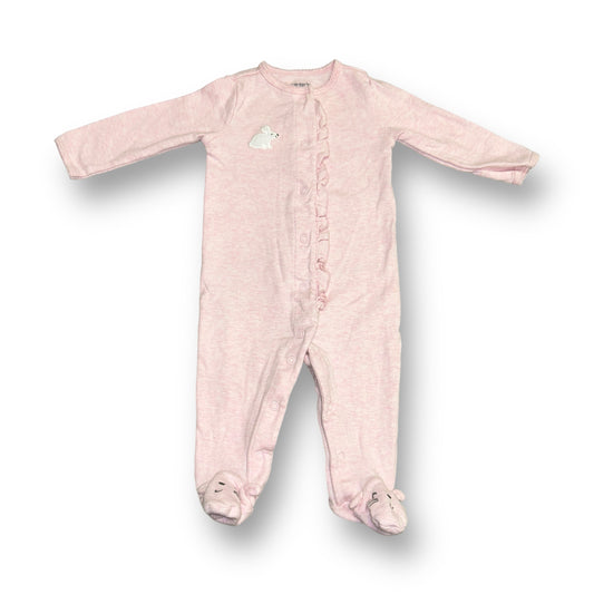 Girls Carter's Size 6 Months Pink Embroidered Bunny Footie One-Piece