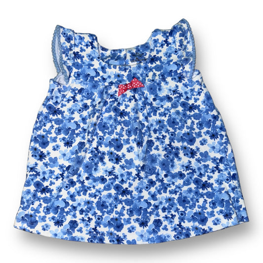 Girls Baby Starters Size 6 Months Blue & White Floral Sleeveless Shirt