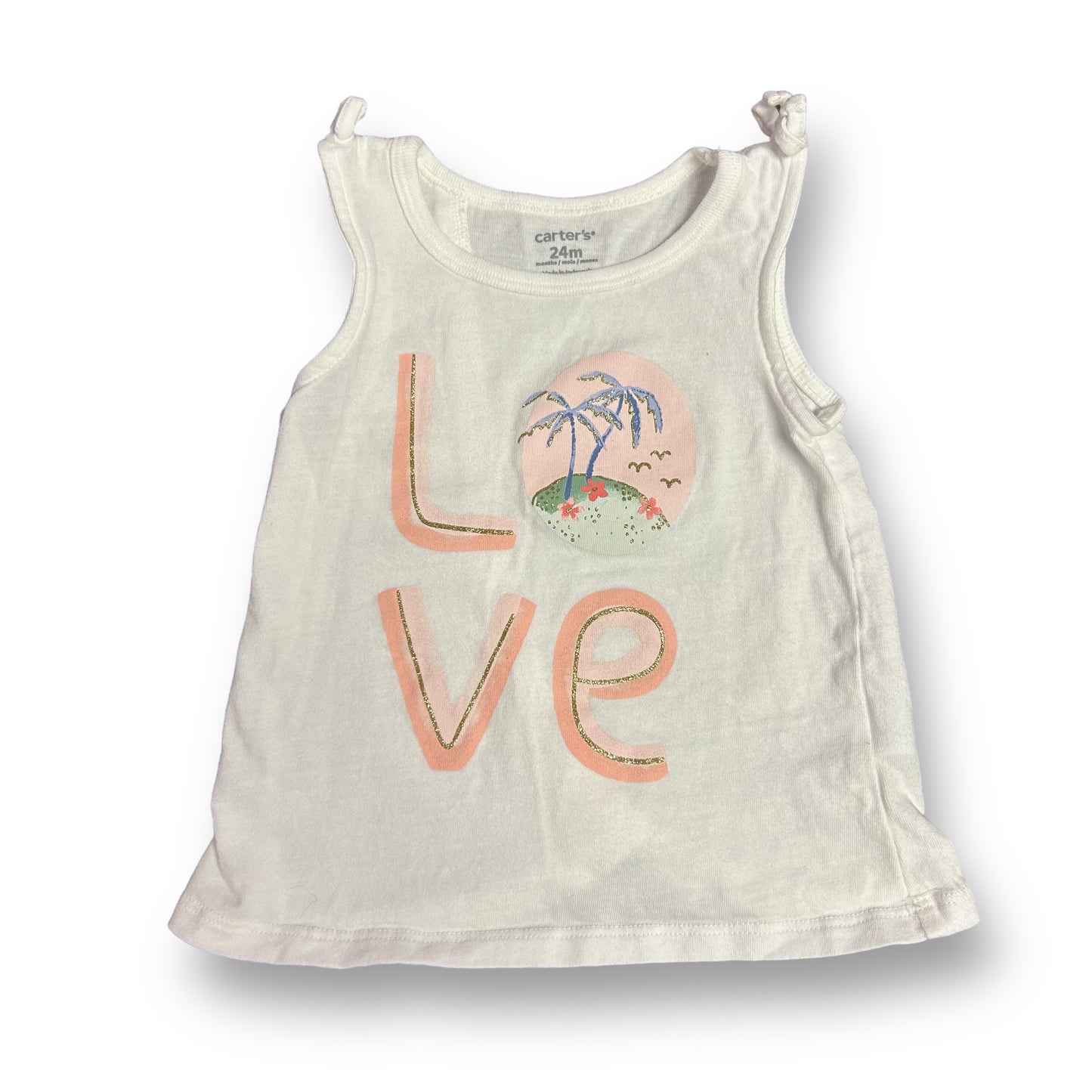 Girls Carter's Size 24 Months White Tropical Print Tank Top