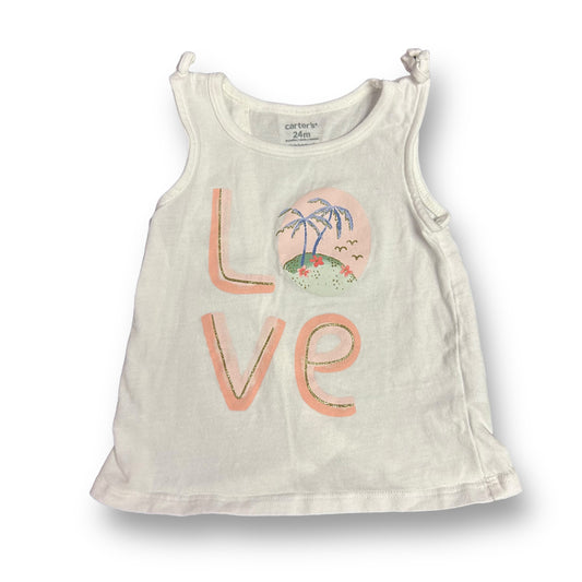 Girls Carter's Size 24 Months White Tropical Print Tank Top
