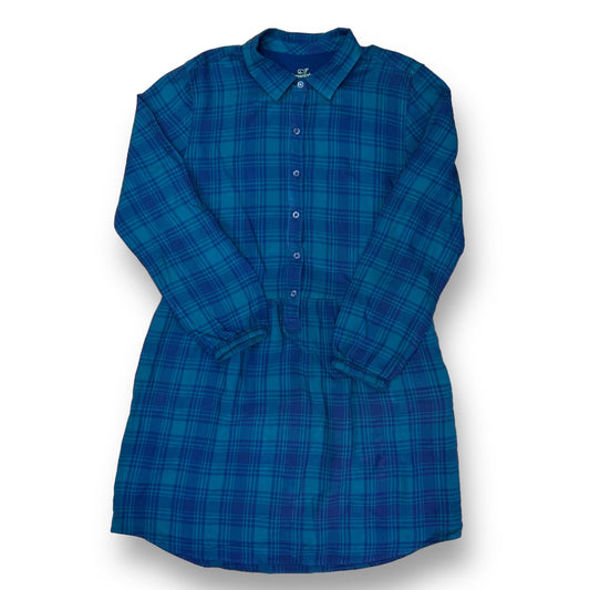 Girls Vineyard Vines Size 14Y / YLG Blue Plaid Button Top Collared Dress