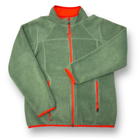 Boys LL Bean Size 10/12 YMD Green Lightweight Zippered Fleece Jacket