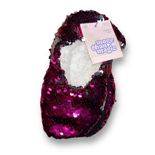 NEW! More than Magic Size XS Girls Shoe Size 9-1 Pink Sequin Slippers