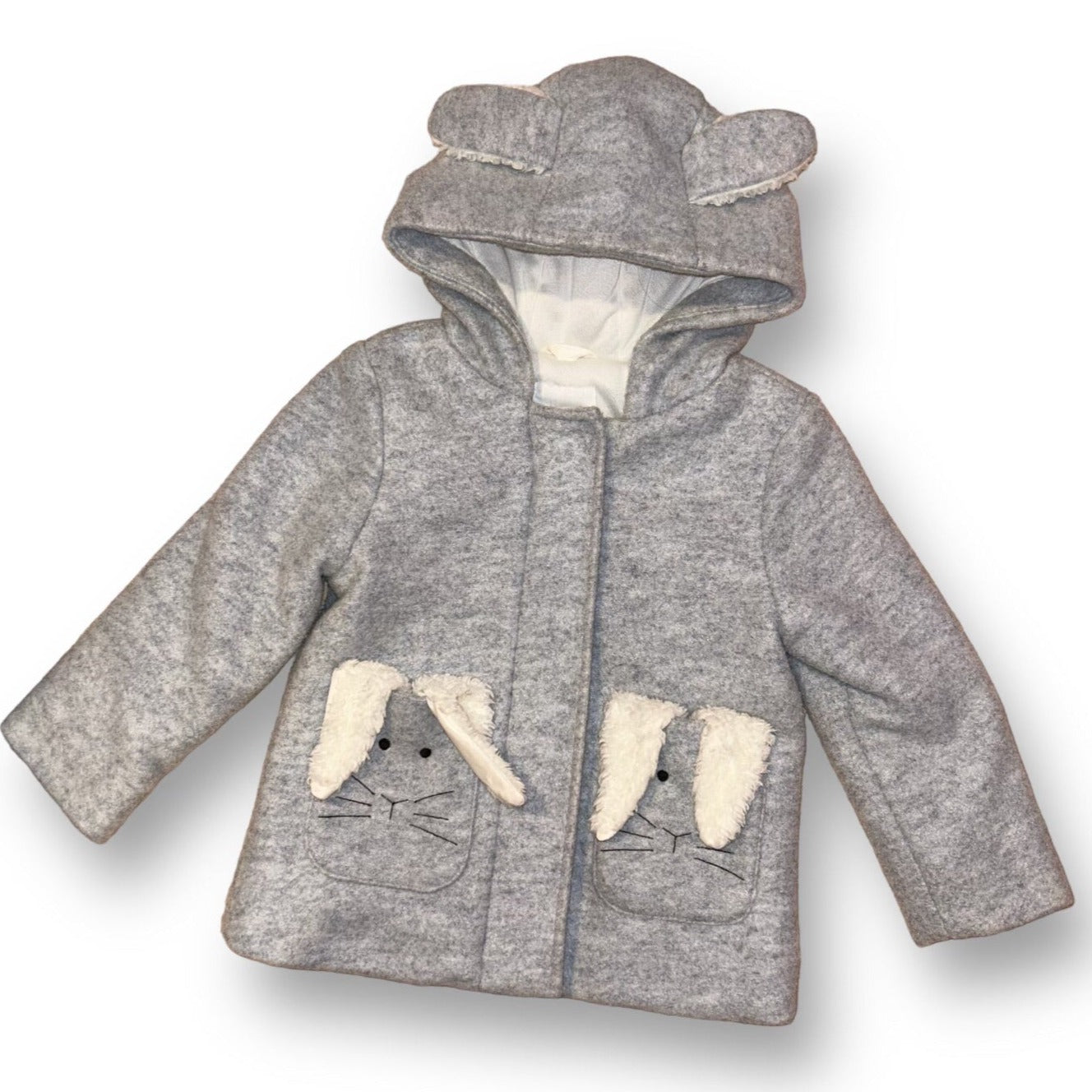 Girls Cat & Jack Size 2T Gray Bunny Hooded Pea Coat