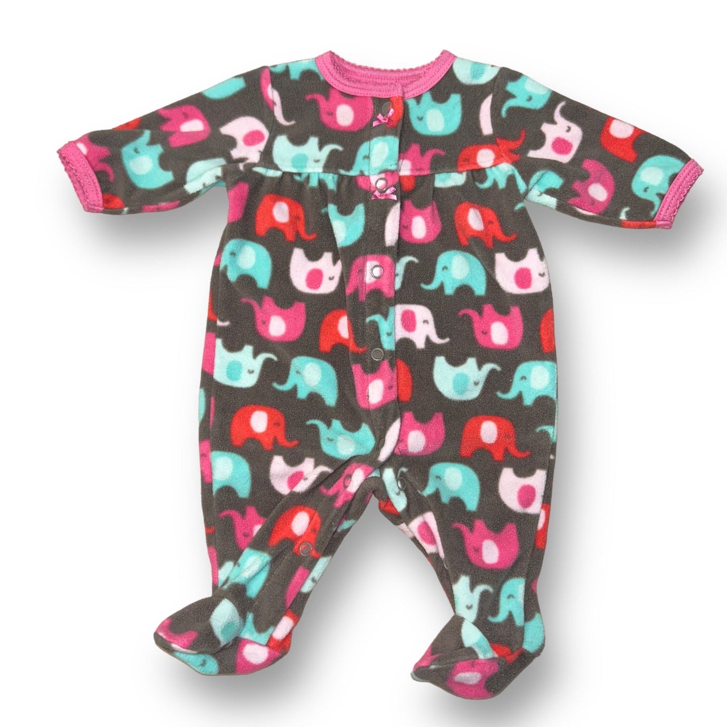 Carter's Newborn Footie Pajamas Girls Elephant Print Snap Up One-Piece PJ's