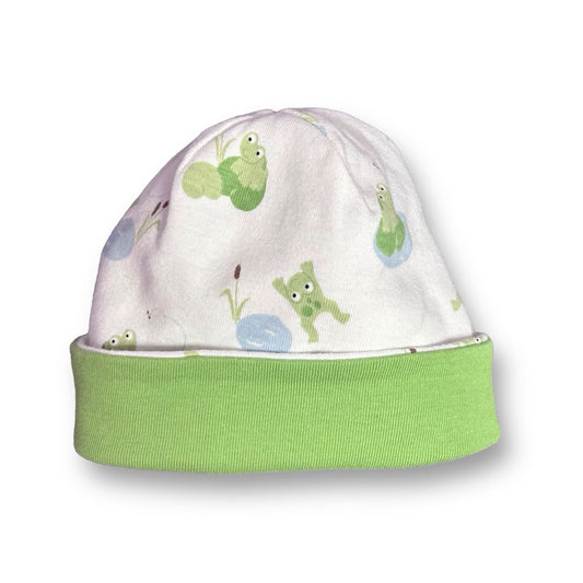 Boys Gymboree Size 6-12 Months White/Green Froggy Print Hat