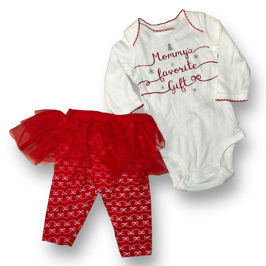 Girls Just One You Size 3 Months Red/White Tulle Skirted Christmas Outfit