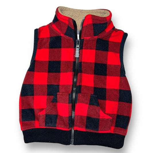Boys Carter's Size 9 Months Red/Black Fleece Sherpa Collar Vest