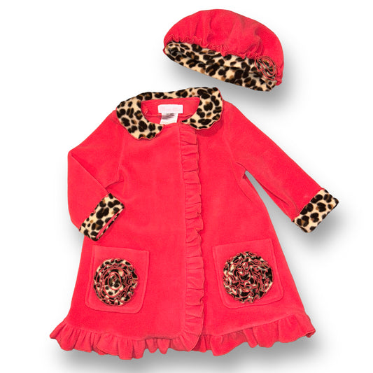 Girls Bonnie Jean Size 24 Months Pink 2-Pc Fleece Leopard Print Coat