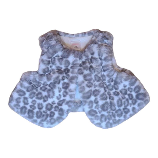 Girls Gymboree Size 3-6 Months Gray Faux Fur Animal Print Vest