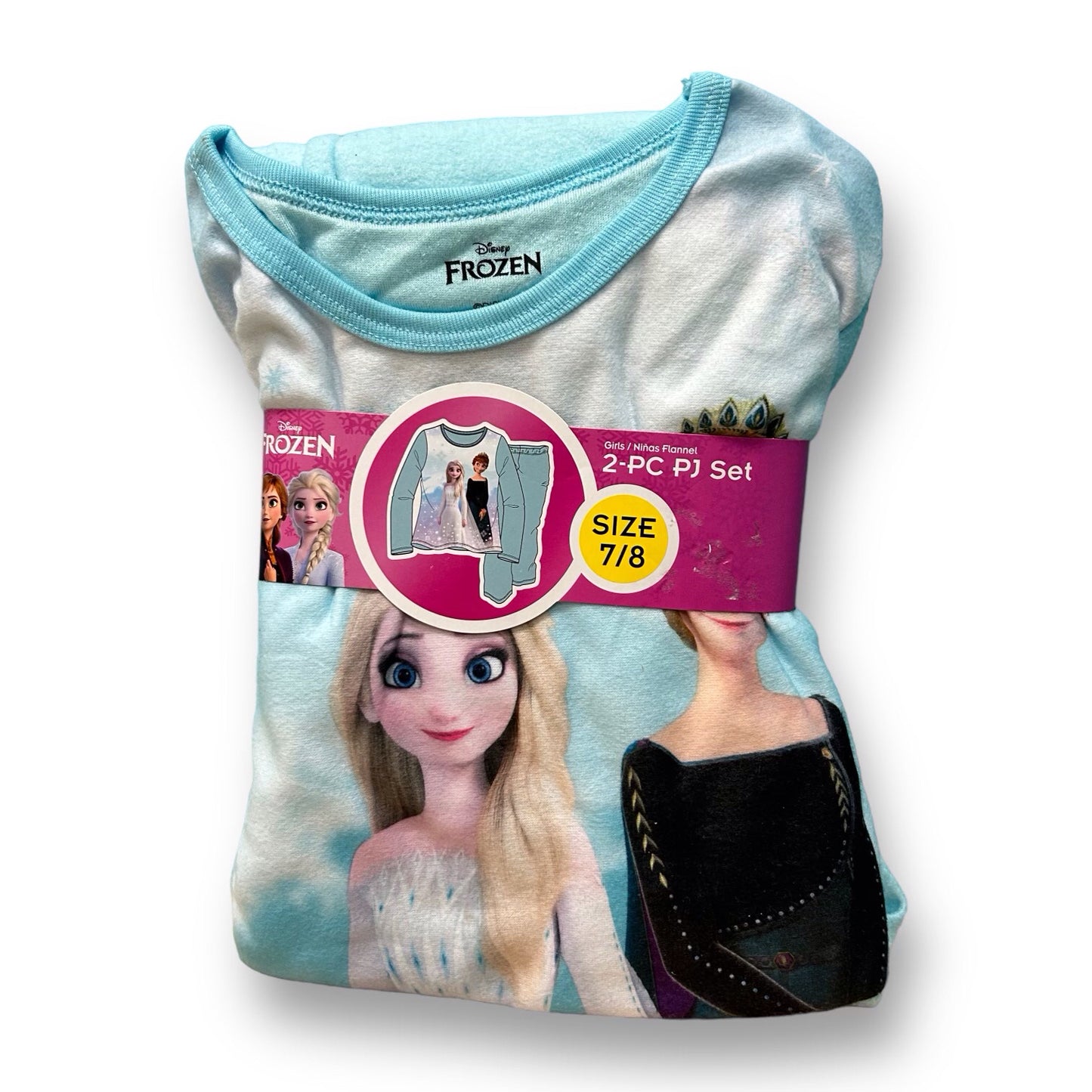 NEW! Girls Disney Frozen Size 7/8 Blue & White 2-Pc Pajamas