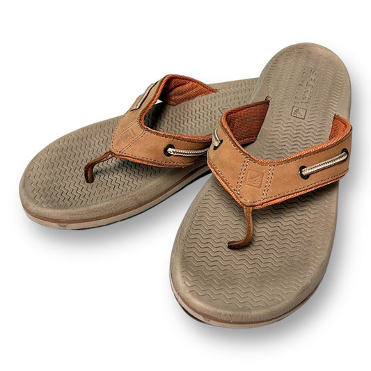 Sperry Youth Boy Size 6Y Tan Leather Thong Sandals