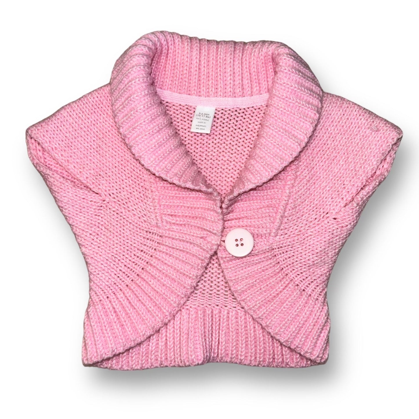 Pink Baby Girl Sweater Size 3-6 Months Short Sleeve Knit Cardigan