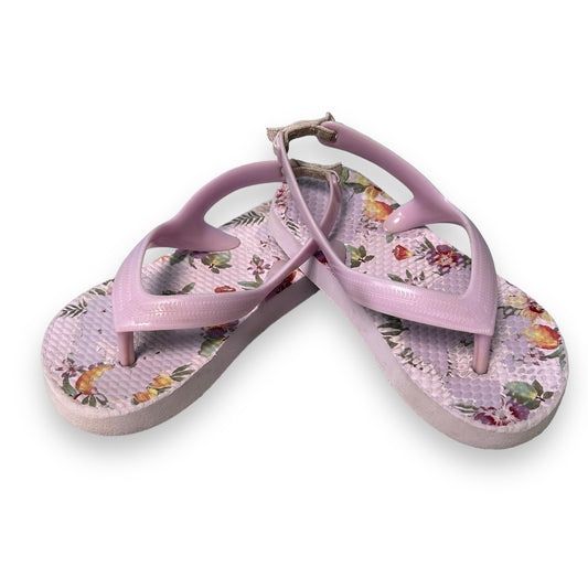 Old Navy Toddler Girl Size 7 Purple Floral Print Thong Sandals