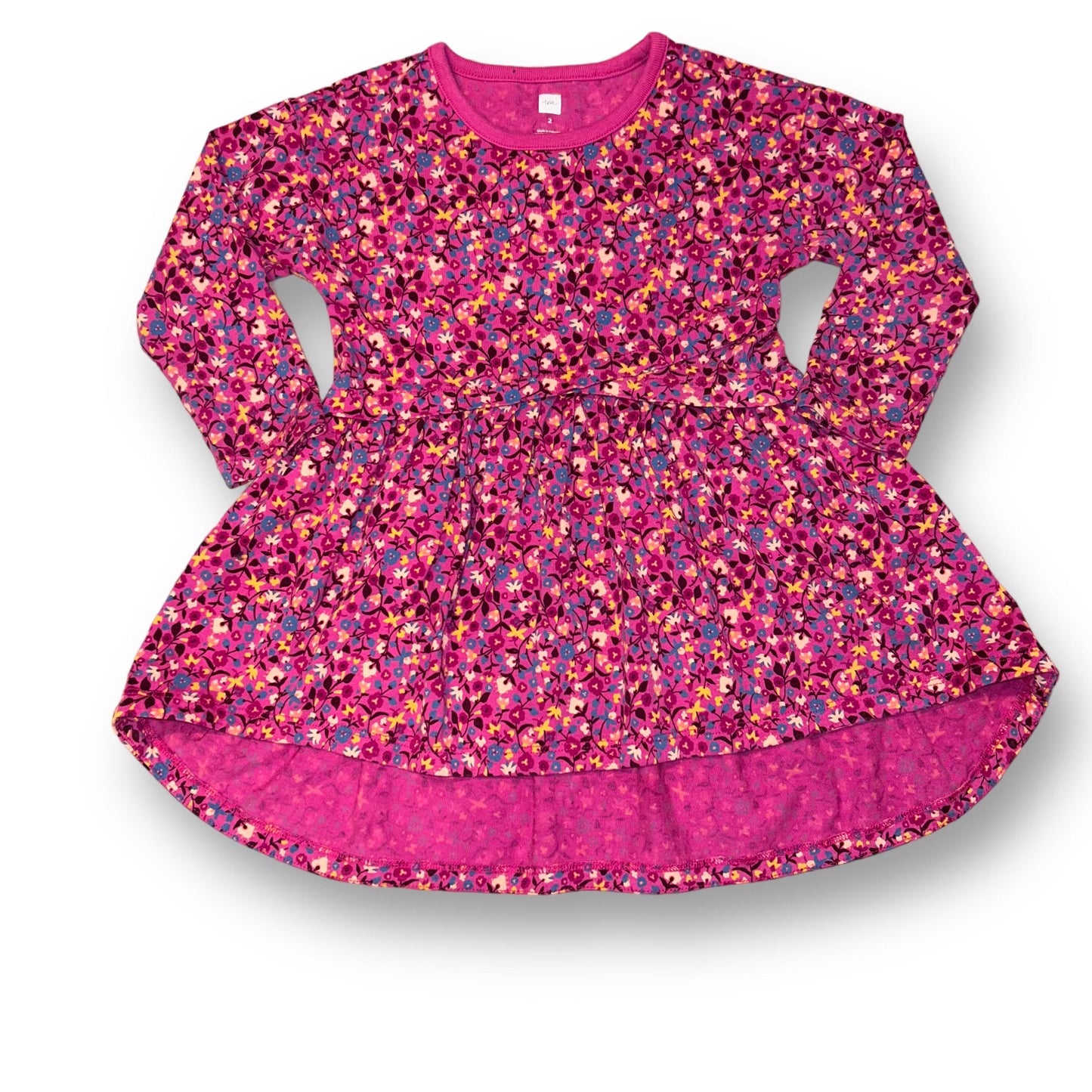 Tea Collection Toddler Girl Size 2 Pink Floral Print Cotton Blend Babydoll Dress