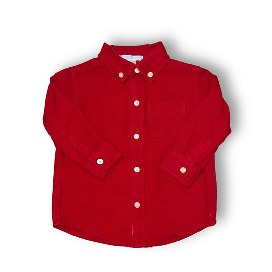 Boys Janie and Jack Size 12-18 Months Dark Red Button Down Shirt