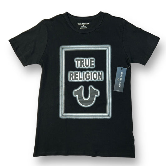 NEW! Boys True Religion Size 18/20 Black Logo Short Sleeve Shirt