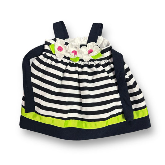 Girls Bonnie Baby Size 3-6 Months Navy & White Striped Spaghetti Strap Dress