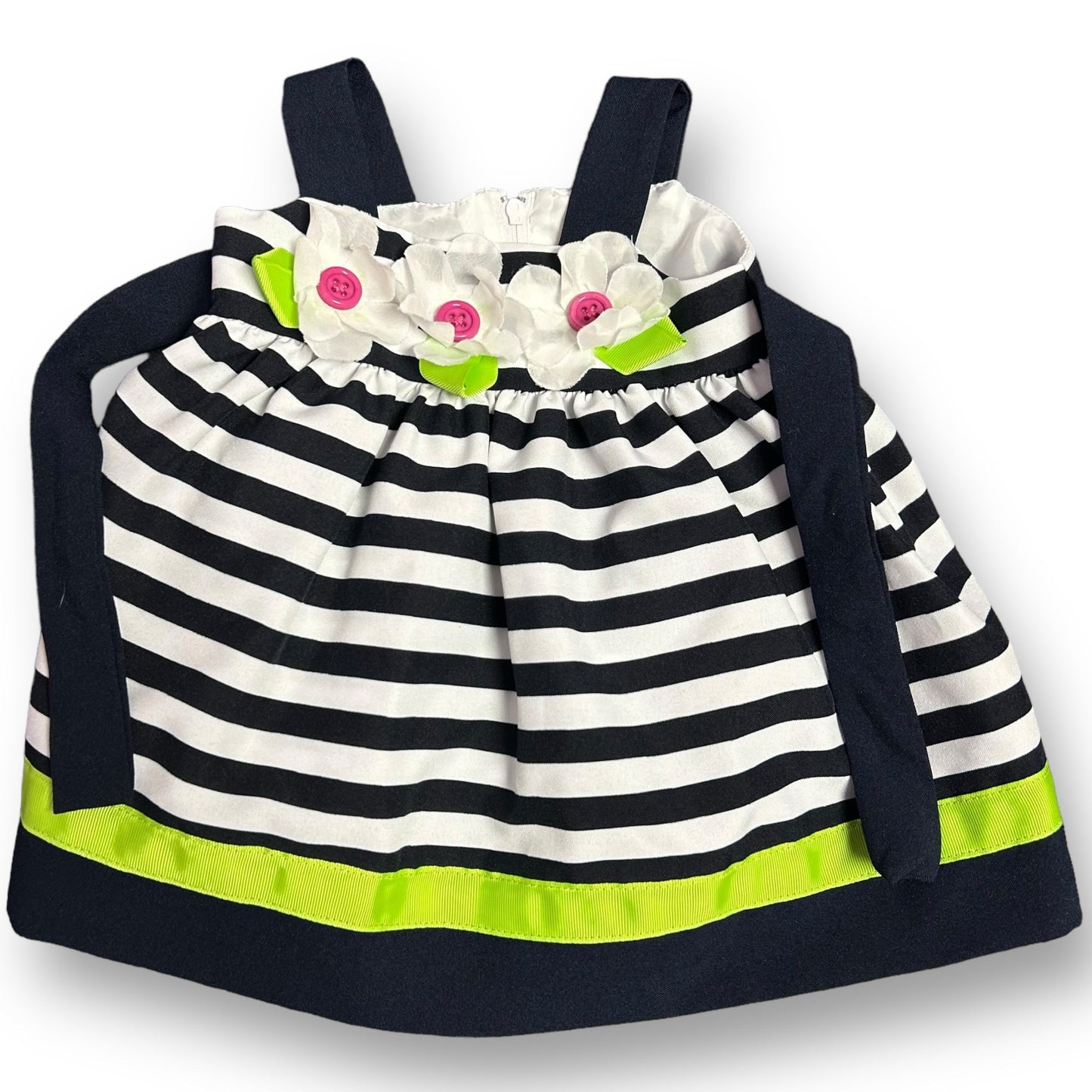 Girls Bonnie Baby Size 3-6 Months Navy & White Striped Spaghetti Strap Dress