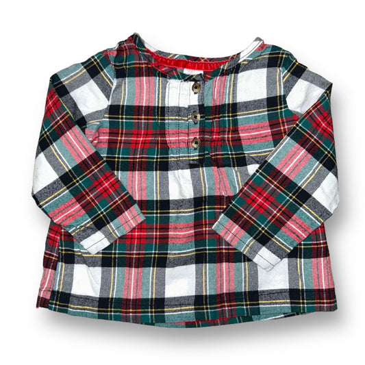 Girls Carter's Size 12 Months Red/Green Plaid Loose Fit Flannel Shirt